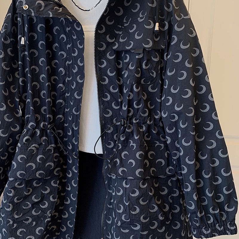 Áo Khoác Dáng Rộng In Họa Tiết Mặt Trăng Phong Cách Hàn Quốc Thời Trang Xuân Hè Xinh Xắn Cho