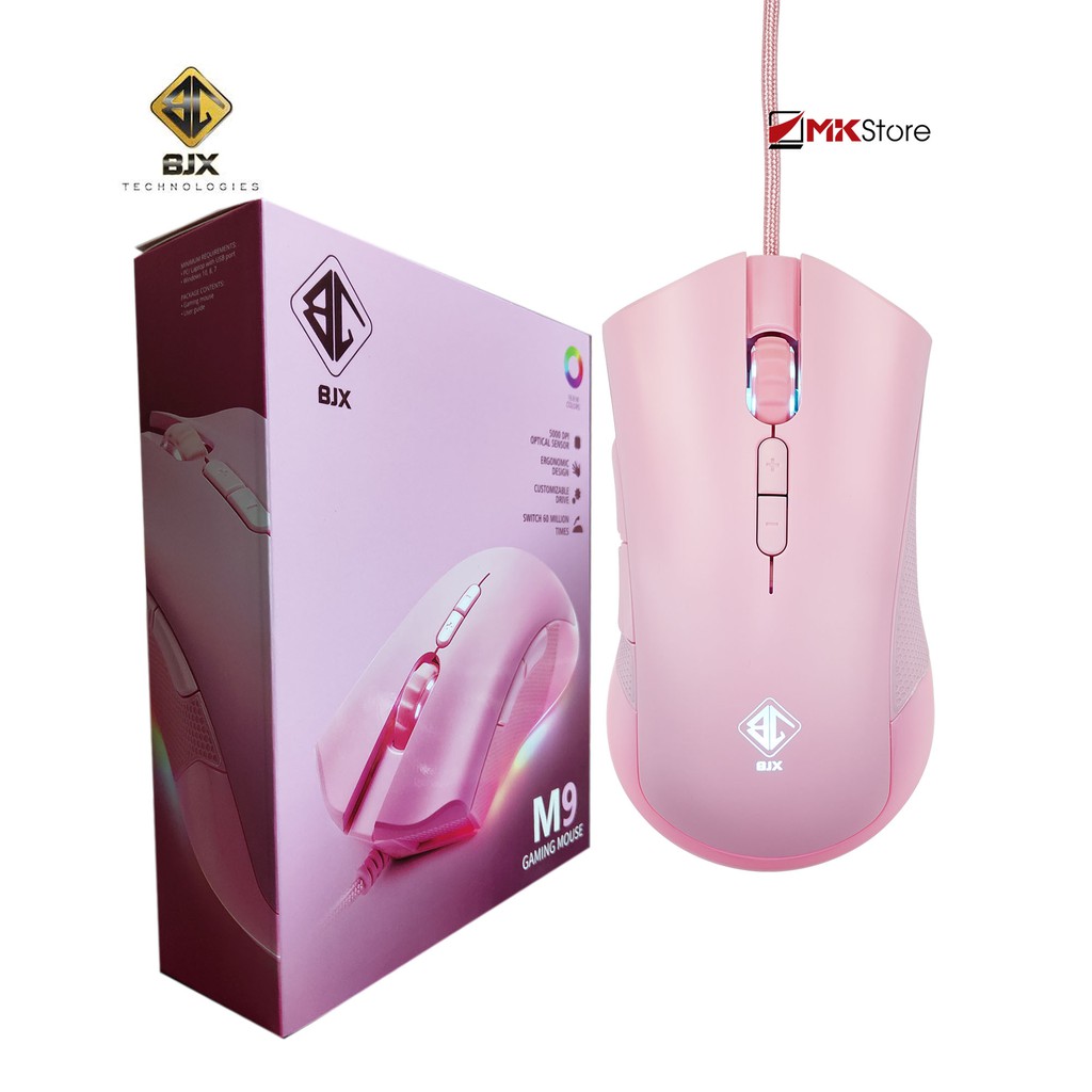 Chuột Gaming BJX M9 RGB Lighting DPI 5000 Pink - Hồng phấn