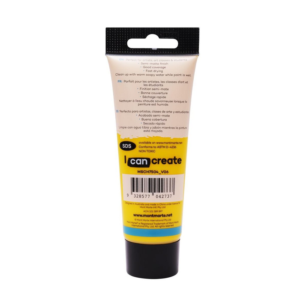 Màu Acrylic Mont Marte 75ml - Medium Yellow - Acrylic Colour Paint Signature 75ml (2.54oz) - MSCH7504