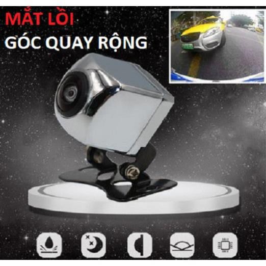 Camera lùi MẮT LỒI góc rộng HD 720p mạ bạc inox MỌI LOẠI MÀN AHD CCD chân cánh bướm