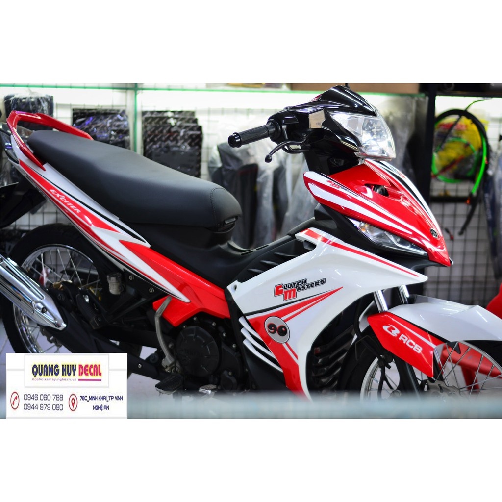 Tem trùm exciter 135 trắng đỏ đẹp, độ team decal xe ex dán đời 2011-2014