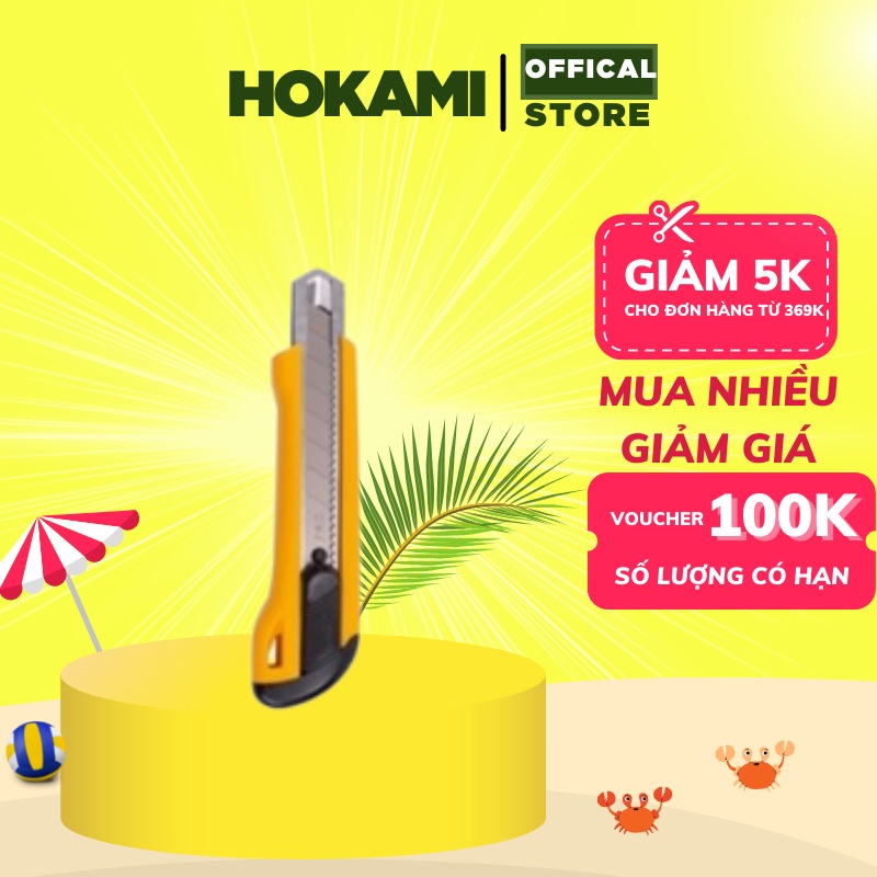 Dao rọc giấy Deli Lưỡi 18mm  E2042 dùng trong văn phòng phẩm - Dễ dang sử dụng màu vàng - HOKAMI STORE
