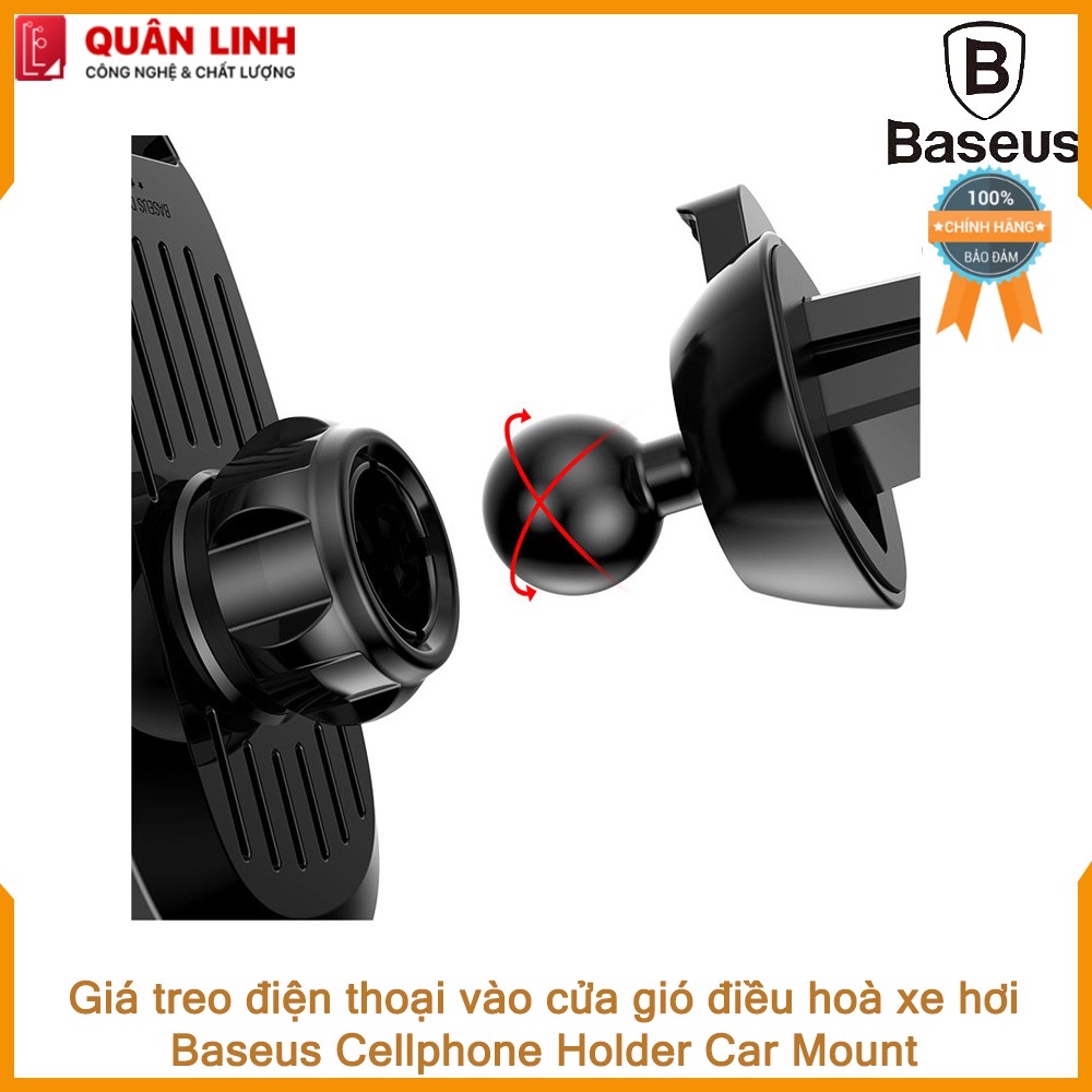 Giá treo điện thoại vào cửa gió điều hoà trên ô tô Baseus Smart Car Mount Cell Phone Holder