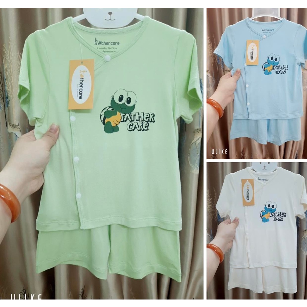 Bộ Cài Lệch Cộc Tay Rùa Con hãng Father Care Cho Bé 0-9m