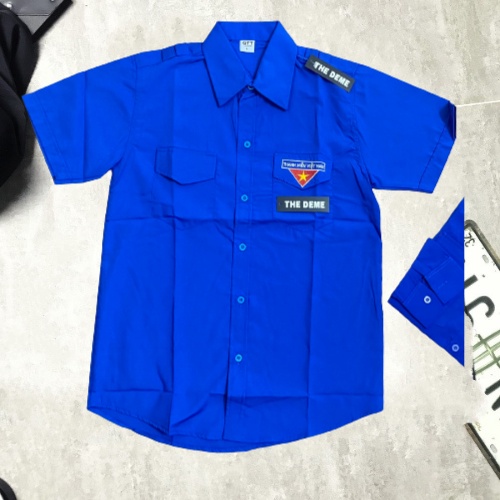 Áo sơmi đoàn thanh niên logo thêu, áo đoàn nam nữ có bigsize