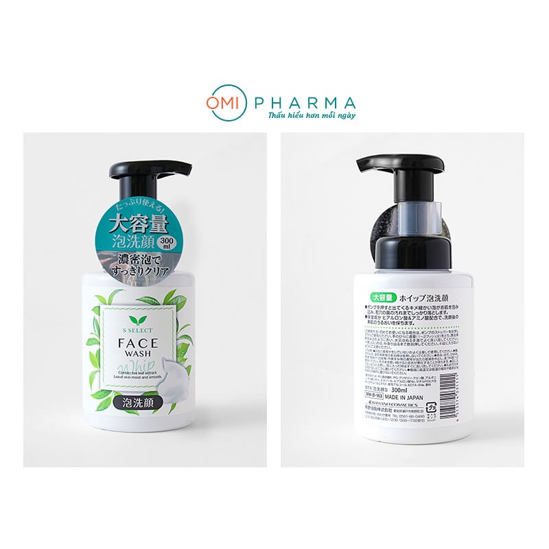 Sữa Rửa Mặt Tạo Bọt Chiết Xuất Trà Xanh S Select Nhật Bản 300ml