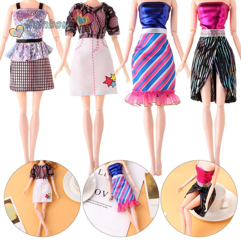 Đầm Đồ Chơi Búp Bê Thời Trang Màu Cầu Vồng 30cm