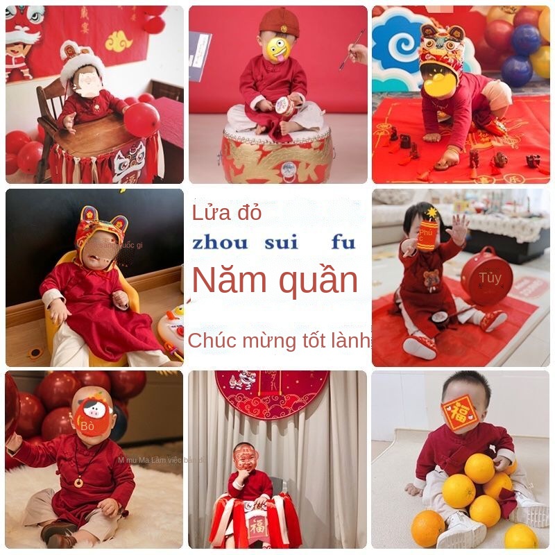 ℗Trang phục trẻ em cho nam và nữ mùa xuân và mùa hè Hanfu quần áo trẻ em một tuổi Phong cách Trung Quốc bé trai bò quần