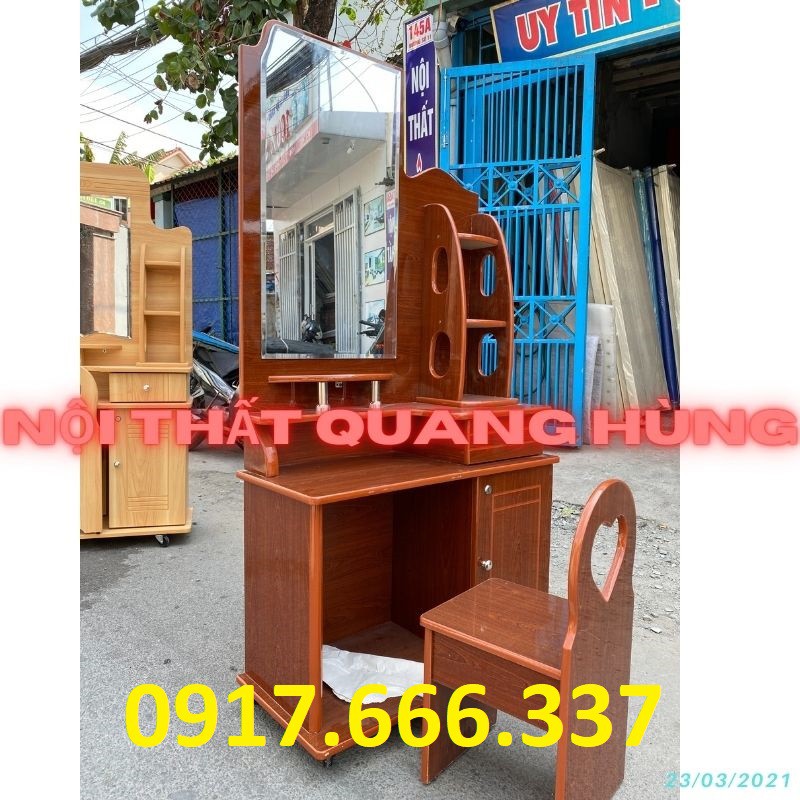 Bộ bàn trang điểm kính vuông nâu đỏ - hàng mới giá rẻ