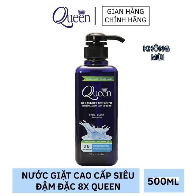 [Combo Tiết Kiệm] Nước giặt 8x Queen Không Mùi & Nước lau sàn Queen Không Mùi 500ml + 946ml Tặng Nước rửa chén Queen 800