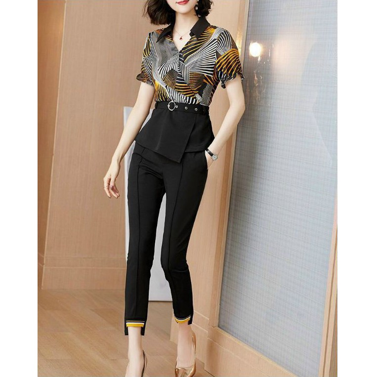 HÀNG NHẬP - SÉT BỘ CÔNG SỞ ÁO VOAN PEPLUM + QUẦN COTTON LỤA