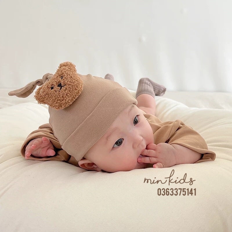 Mũ cotton gấu bông đáng yêu cho bé