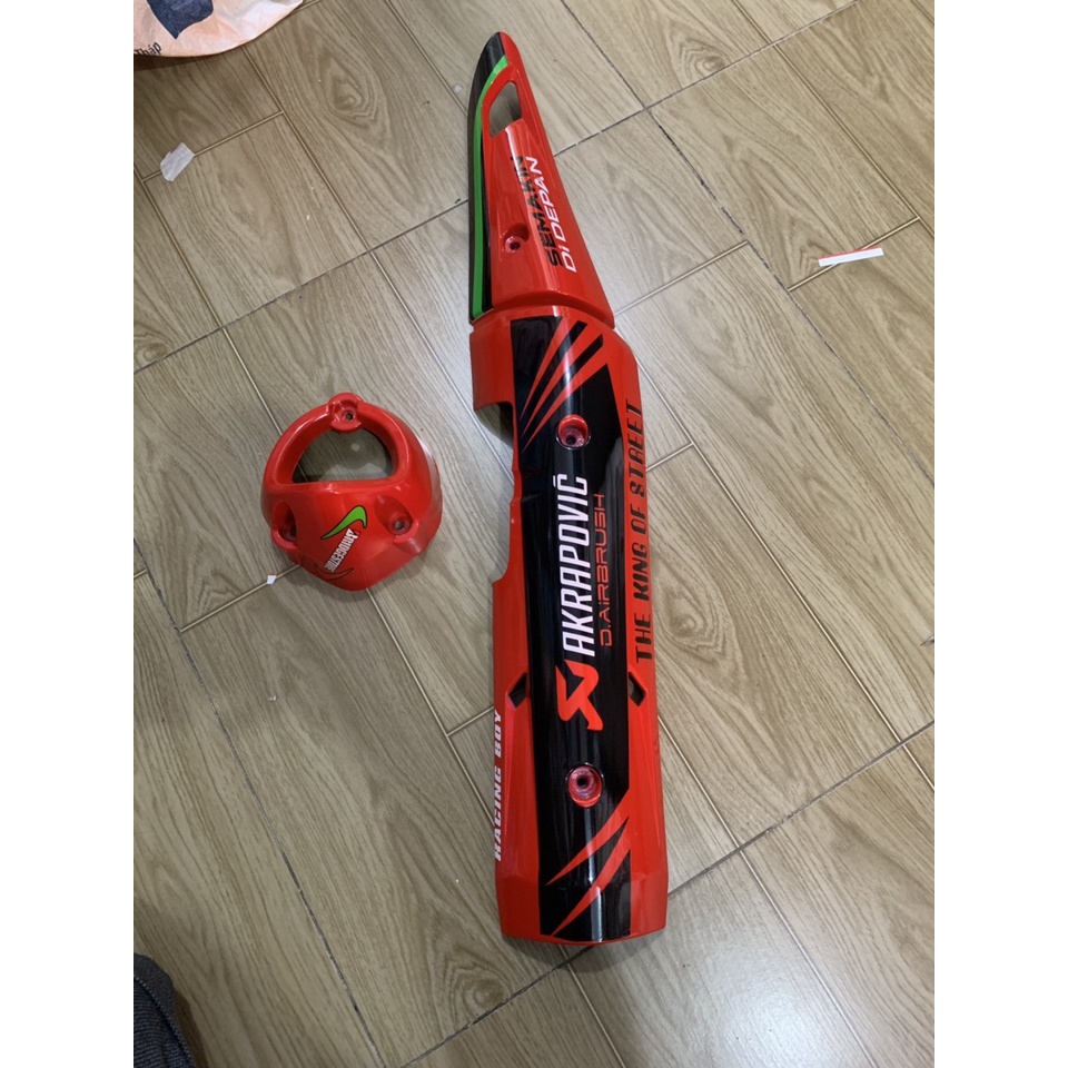 Ốp pô và chụp đích pô xe exciter 150 màu đỏ đen mẫu zin