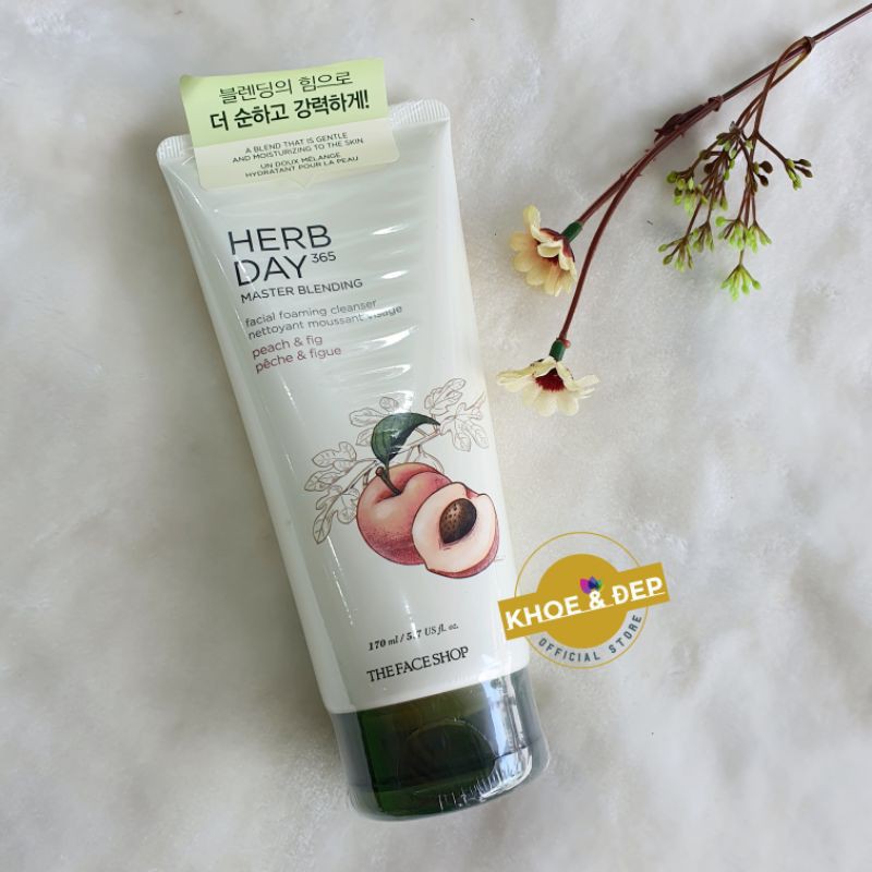 Sữa Rửa Mặt THEFACESHOP ⭐CHÍNH HÃNG⭐ Herb Day 365 Master Blending Cleansing Foam Peach 170ml