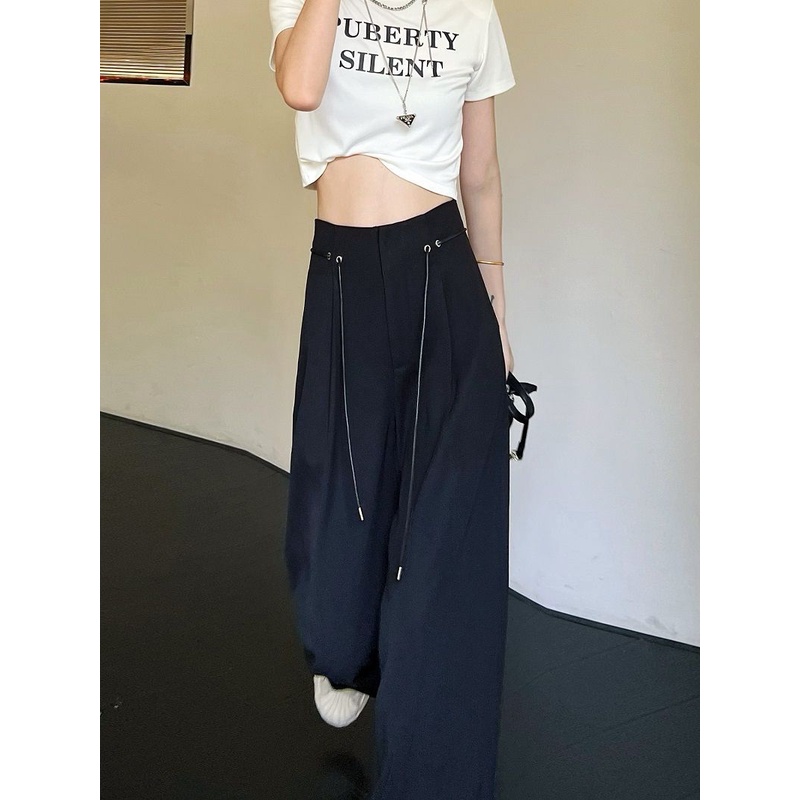 Quần Dài Chiffon Ống Rộng Lưng Cao Dáng Suông Thời Trang Mùa Hè Hàng Mới