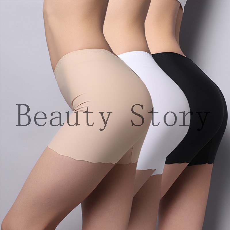 👗Beauty Story👗 Prevent Exposure Mid Waist Ice Silk Without Trace Leggings Suitable Women's Intimate