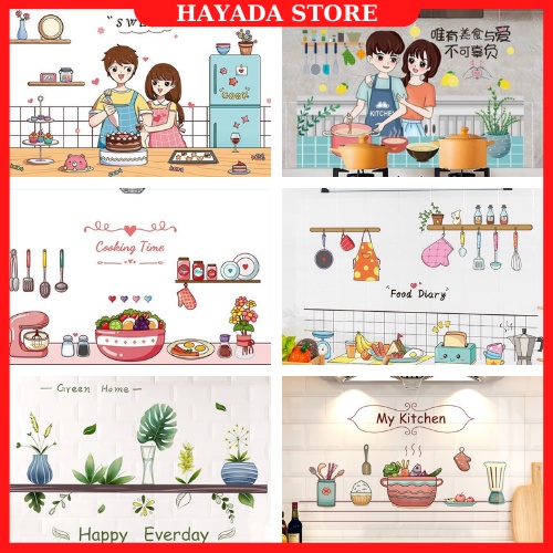 Tranh Dán Tường Nhà Bếp 3D Không Cháy Chống Bắn Dầu Mỡ Chịu Nhiệt Cao Trang Trí Phòng Bếp Xinh Đẹp Hiện Đại 90*60
