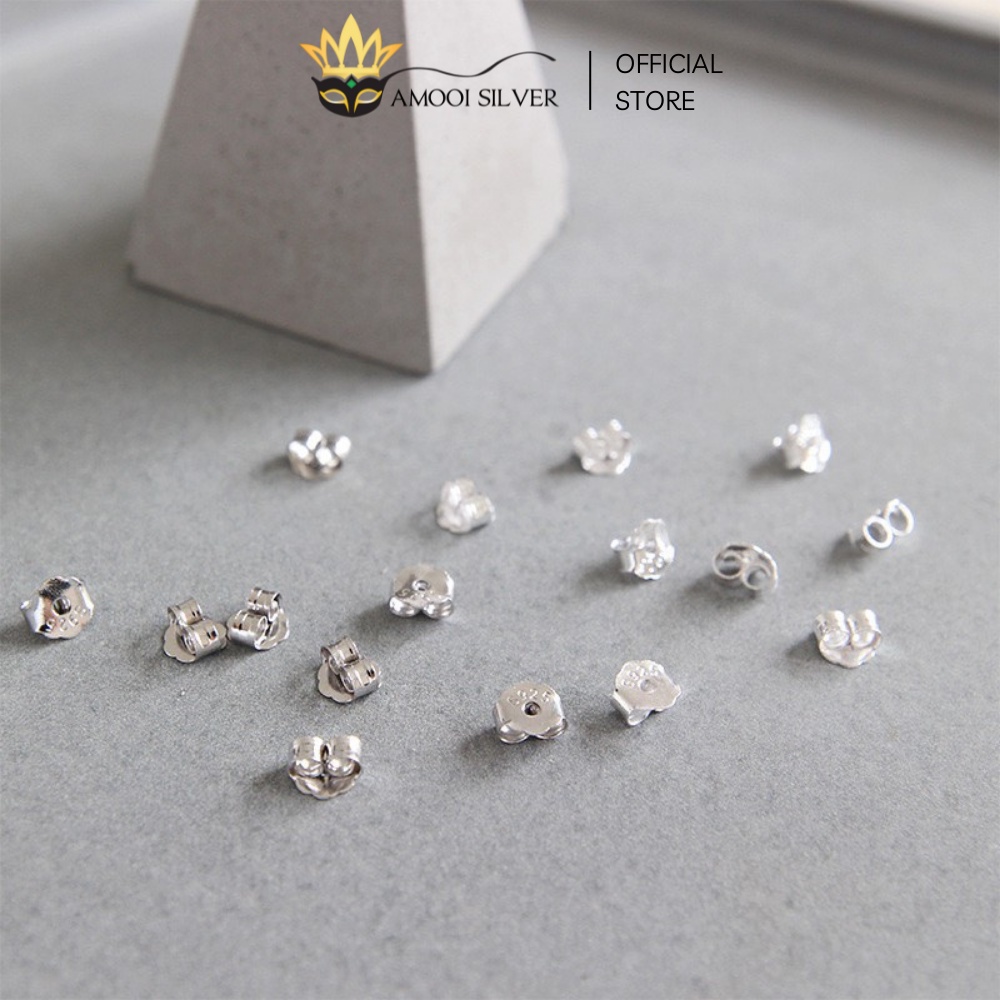 Chốt Khuyên Tai Bạc S925 Chui Bông Bạc Trắng - Amooi Silver - AP03