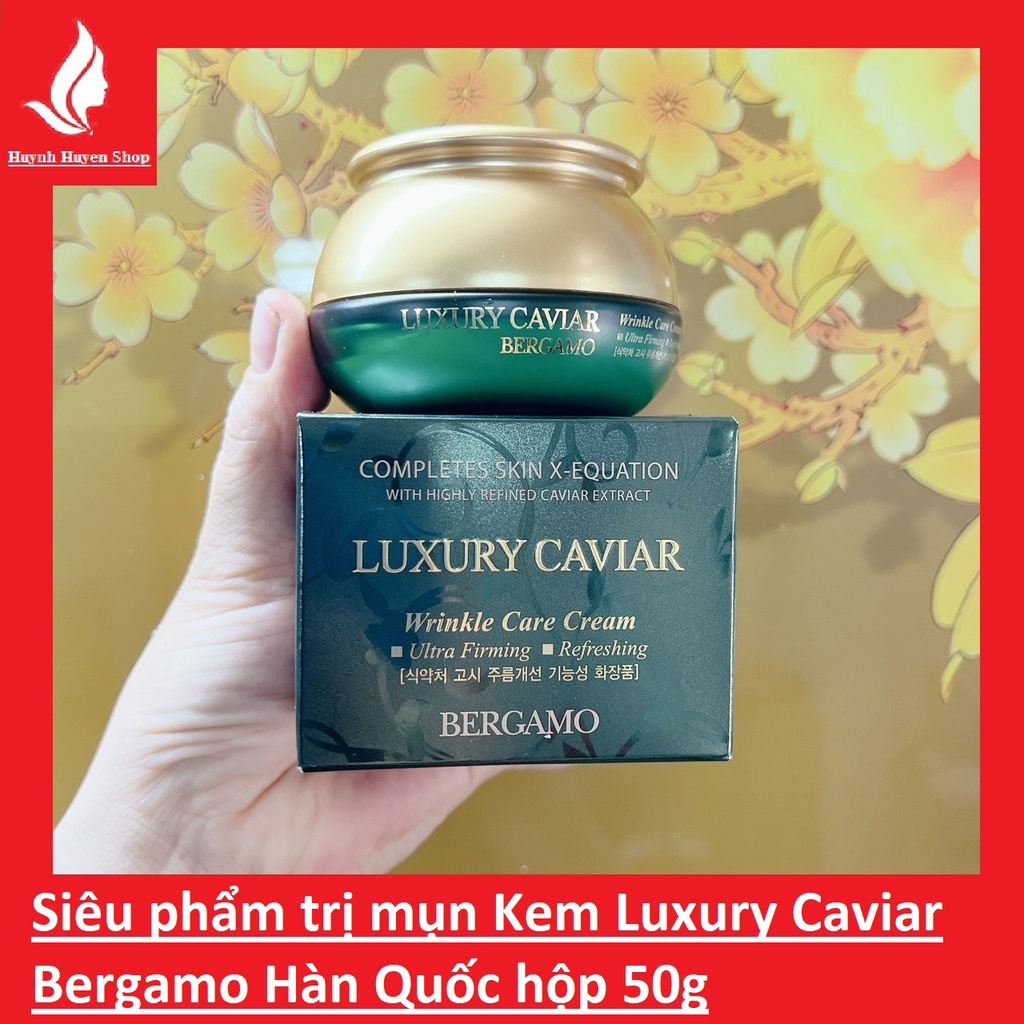 Kem dưỡng da Bergamo Luxury Caviar đánh bay mụn, căng bóng da hộp 50g Hàn Quốc