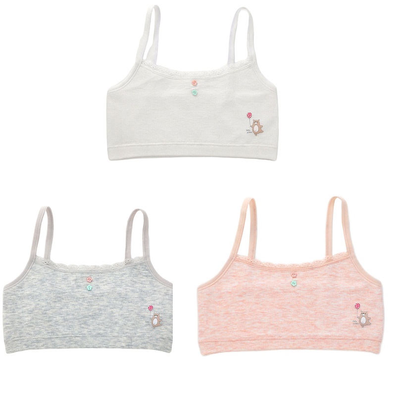 Áo lót vải cotton Không Dây Không Đường May In Hoạt Hình Gấu Dễ Thương Cho Bé Gái