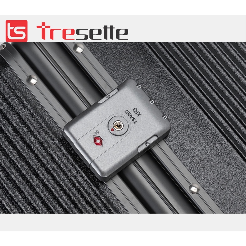 Vali khóa sập cao cấp nhập khẩu Hàn Quốc Tresette TSL-2029 size 26 Có Ngăn Đựng Latop Vân Dọc Sang Trọng Cổng