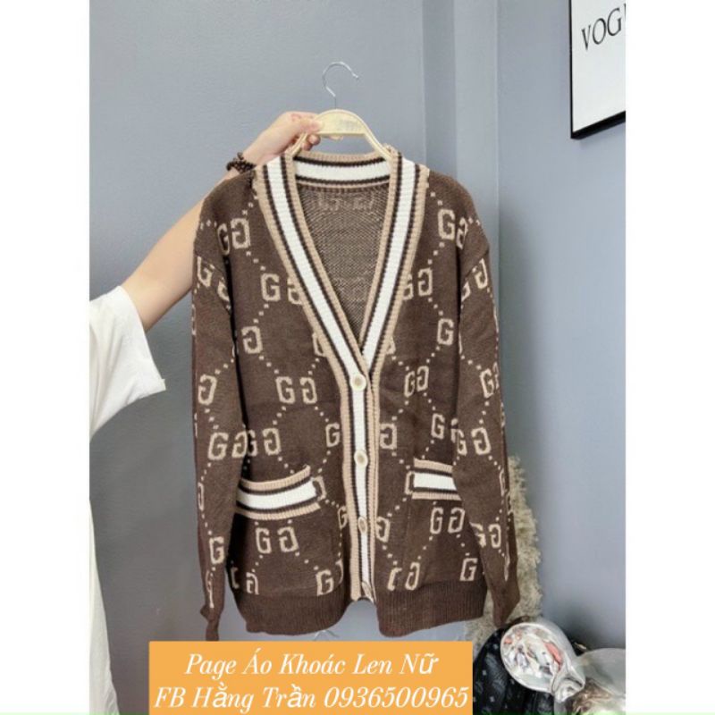 Mã giảm giá hàng có sẵn áo khoác cardigan cổ tim from rộng.