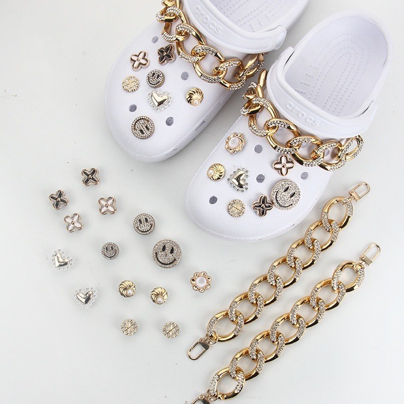 Khóa Giày Ba Chiều Đính Đá Mặt Cười Jibbitz Bts Trang Trí Giày Crocs