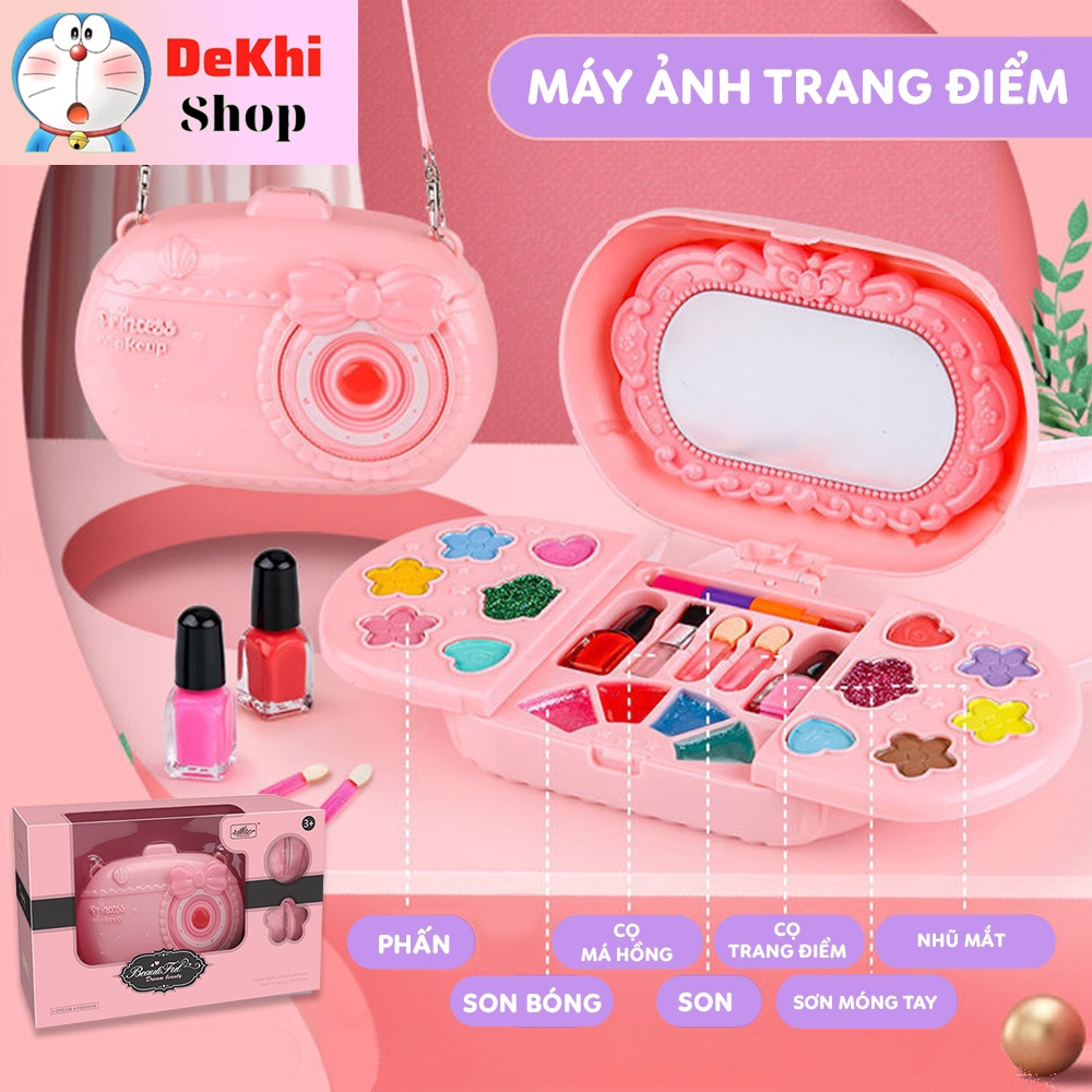 Đồ chơi trang điểm cho bé gái màu hồng cao cấp  bộ đồ làm đẹp chất thật cho bé từ 3 tuổi thương hiệu Dekhishop