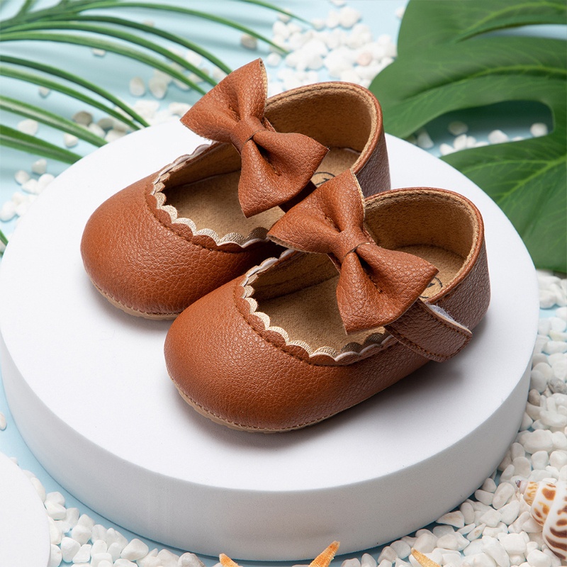 Giày Da PU Đế Cao Su Mềm Cho Bé Tập Đi