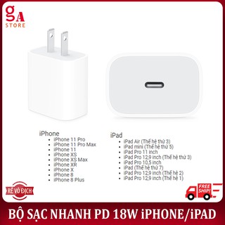 Bộ Sạc Nhanh PD 18W cho IPHONE 8/8 Plus/ X/XR/XS/XS MAX Chính Hãng