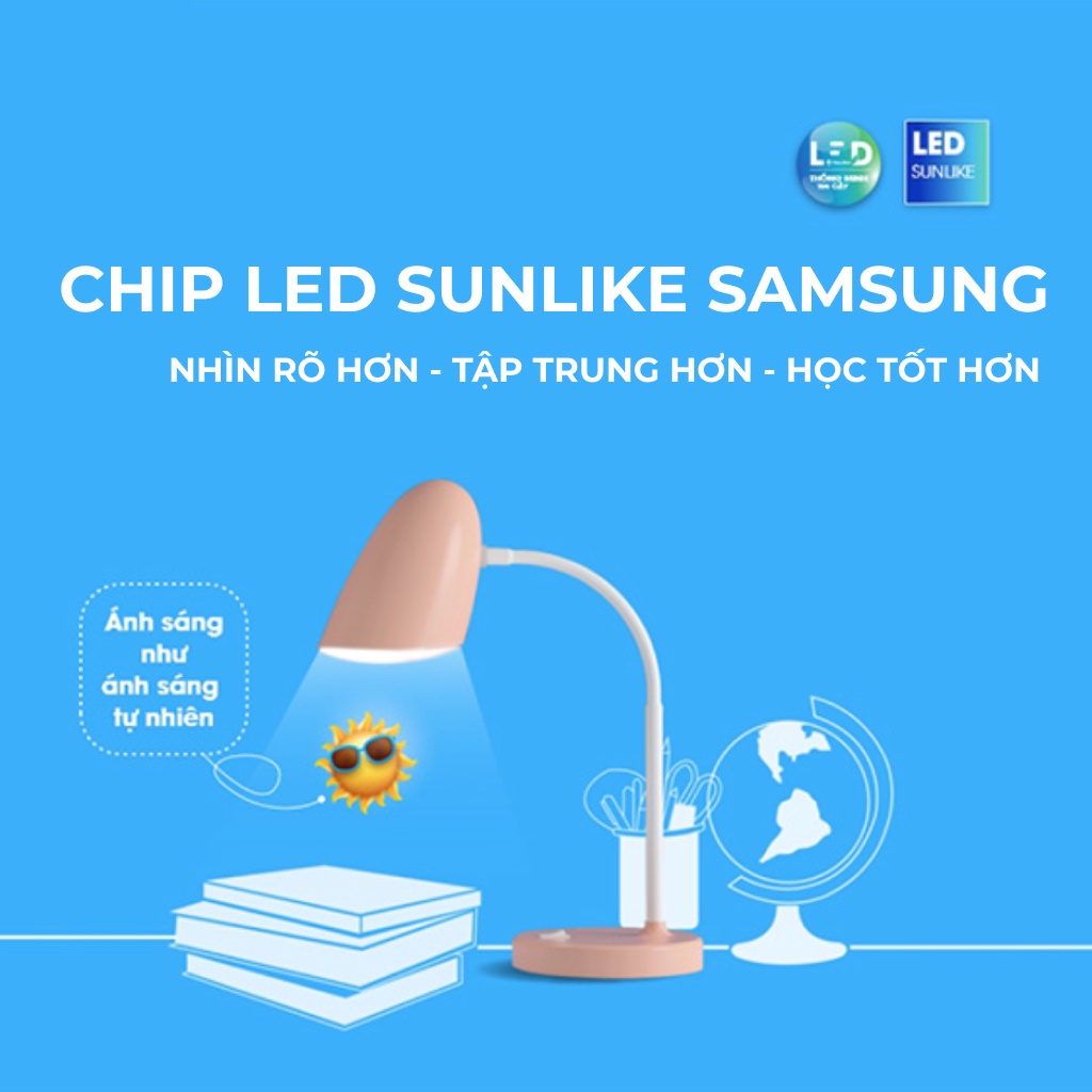 Đèn Học Để Bàn Chống Cận Rạng Đông 6W LED Model: RD-RL-38, Đèn Học Chip Led SAMSUNG SUNLIKE HÀNG CHÍNH HÃNG