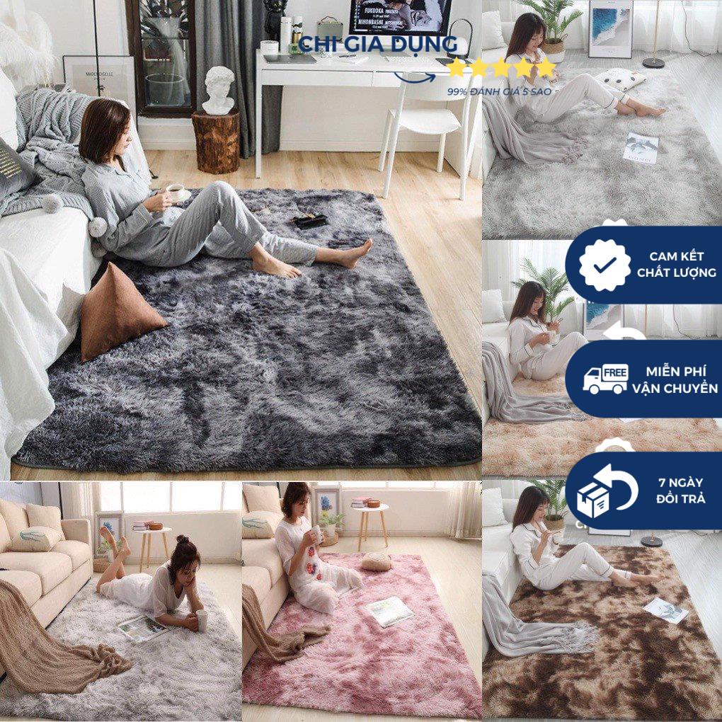 Thảm lông loang trải sàn kích thước 1,6m x 2m, Hàng Đẹp 2021 Mặt Sau Chồng trơn trượt