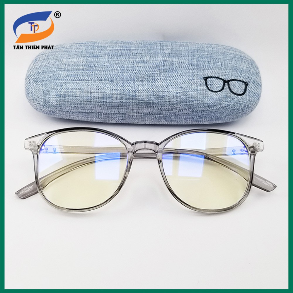 Gọng kính cận nam nữ dẻo tròn màu đen, ghi xám, nâu 3010. Tròng/Mắt kính giả cận 0 độ chống ánh sáng xanh, chống tia UV