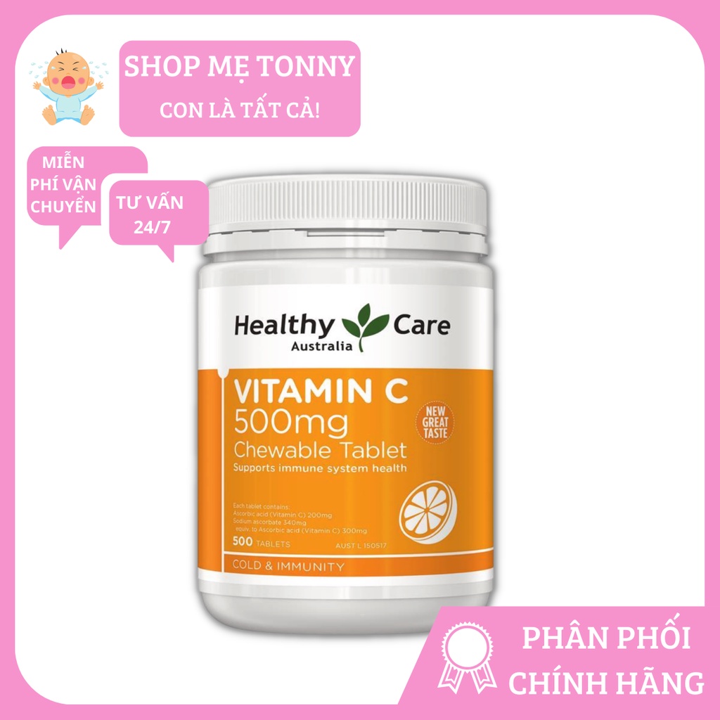 Viên bổ sung vitamin C 500mg Healthy Care Úc