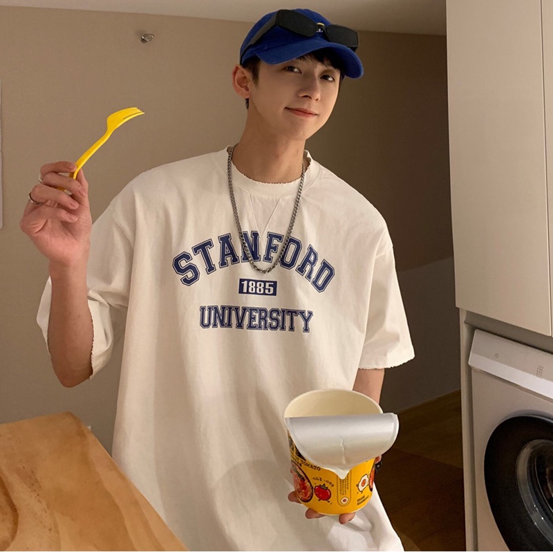 Áo thun unisex nam nữ form rộng tay lỡ phông teen cổ tròn oversize cotton giá rẻ basic đen trắng tee pull STANFORD