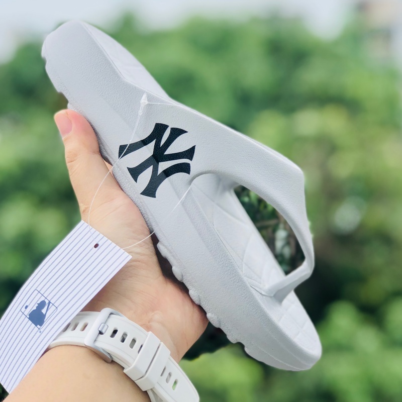 Dép unisex 𝐌𝐋𝐁 ❤️FREESHIP + Hộp❤️ dép kẹp mlb ny bóng chày thể thao nam nữ in NY chất xịn kèm tag mác, đế cao, xám