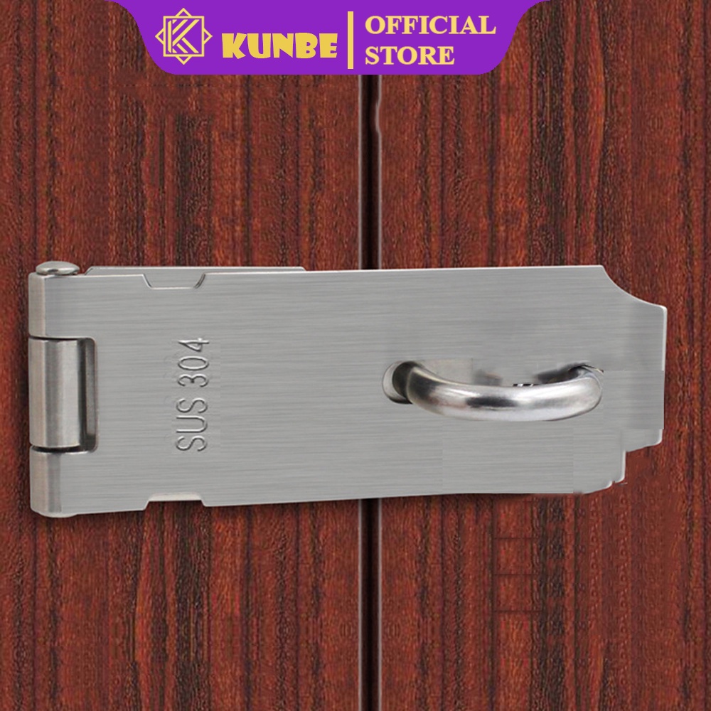 Chốt Khóa Thẳng Inox 304 KUNBE, Dạng Bản Lề Cửa Có PAT Khóa Nhiều Kích Thước 3inch/4inch/5inch