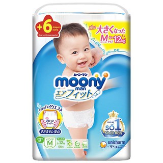 Combo 2 bịch tã quần/tã dán moony tiêu chuẩn size nb90/s84/m64/m58/l54/l44/xl38