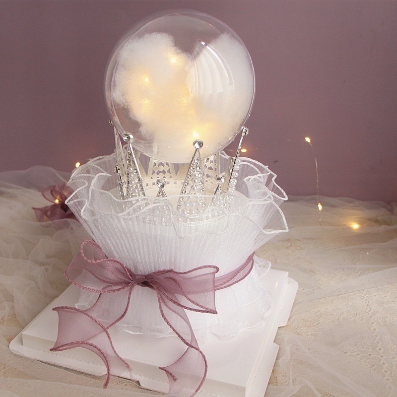 Vải von quấn bánh kem, trang trí hoa