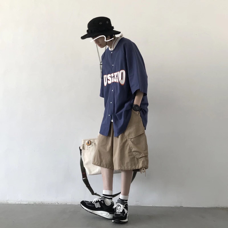 Quần Short Dáng Rộng Phối Nhiều Túi Phong Cách Hip Hop Đường Phố Cho Nam Size M-4XL