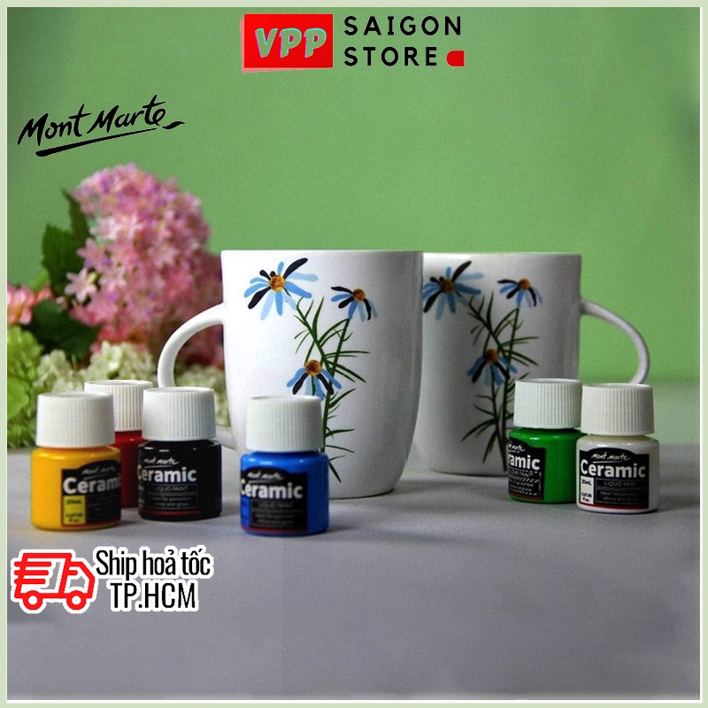 Bộ 6 Màu Vẽ Ceramic Mont Marte x 20ml - PMHS0023