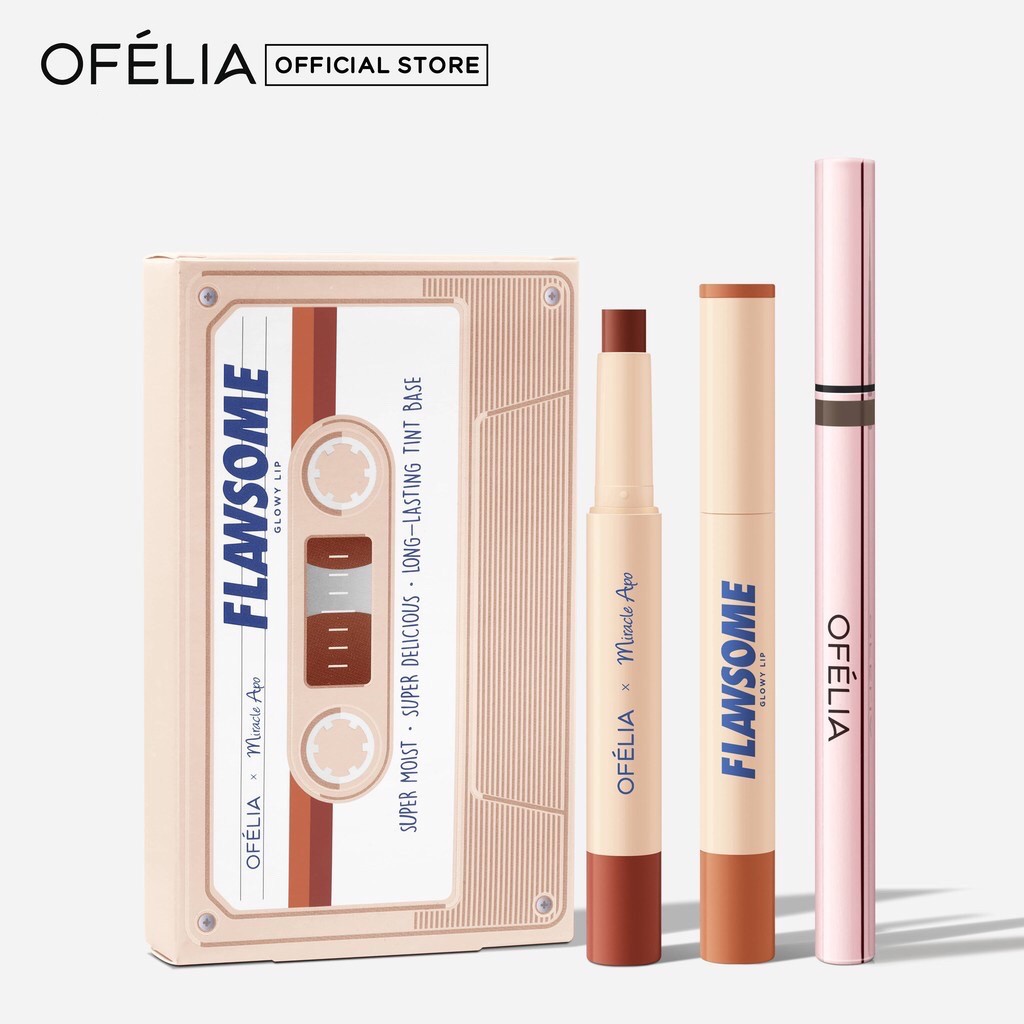 Combo Son và Kẻ Mắt OFÉLIA Flawsome Glowy Lip + Liquid Eyeliner