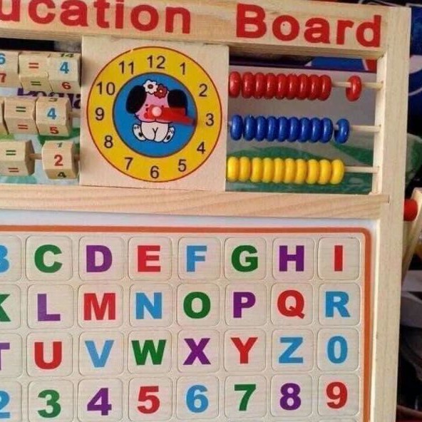 Bảng học thông minh 2 mặt đa năng kèm bộ chữ số bằng gỗ gắn nam châm cho bé