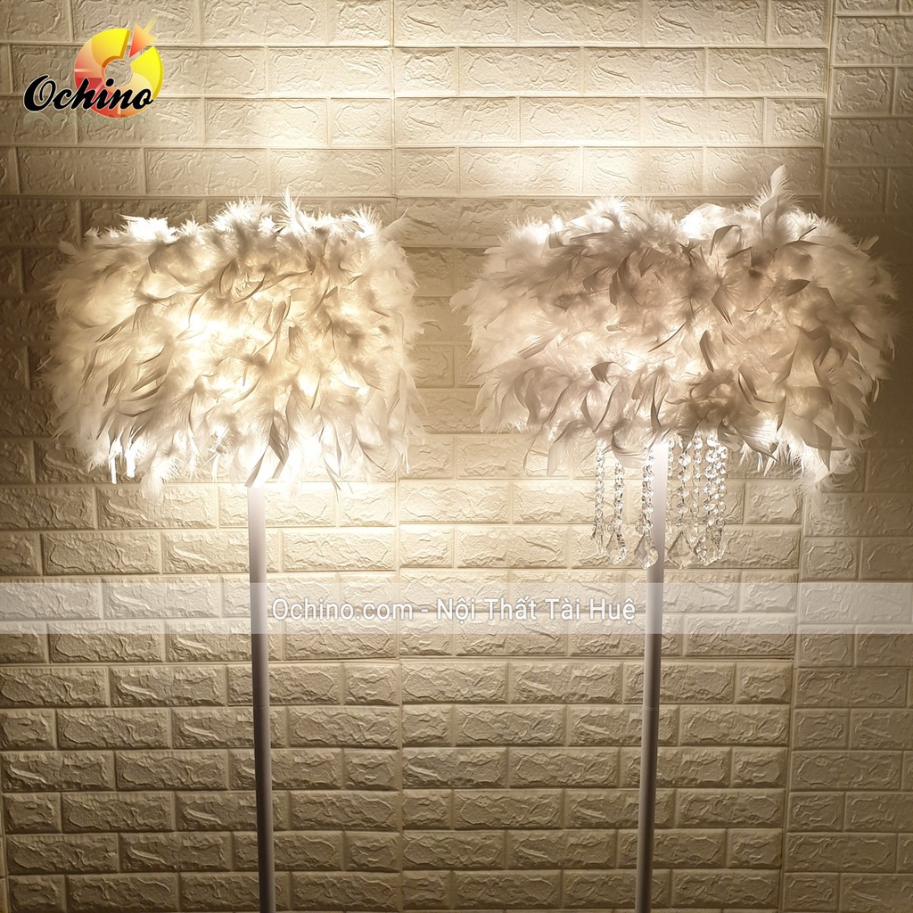 Đèn Ngủ Lông Vũ Chụp Hình Sang Chảnh Cao 1M48 (Ảnh Thật Và Video)