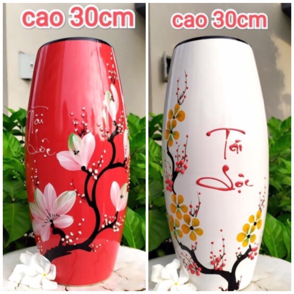 Bình hoa gốm sứ cao 30cm Bát Tràng cao cấp