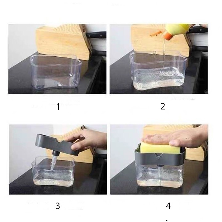 Hộp Đựng Nước Rửa Chén Tự Động Tạo Bọt 2in1 Tiện Lợi ⭐️FREESHIP⭐️ Hộp Đựng Nước Rửa Chén Tạo Bọt Tặng Kèm Miếng Bọt Biển