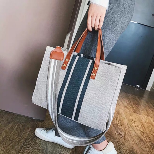 Túi vải canvas Hàn Quốc dây chéo đựng được laptop macbook 14inch, túi xách cho nam nữ, phụ kiện đựng mấy tính cỡ lớn