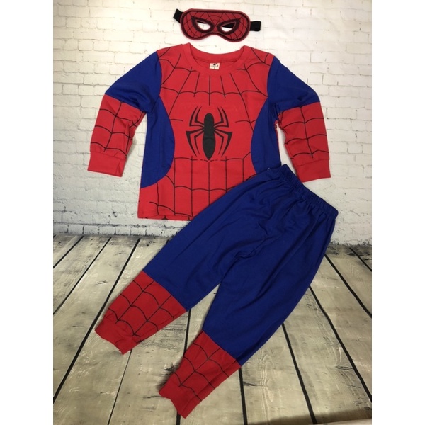 Bộ siêu nhân nhện dài tay tặng kèm mặt nạ cho bé, vải cotton tàu mềm đẹp cho bé 8-20kg