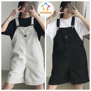 Yếm quần nữ dáng short kaki dập chỉ nổi ulzzang - VIETSTAR