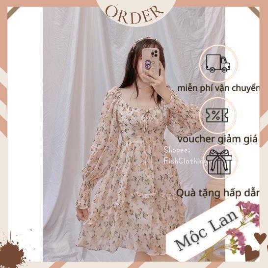 (MộcLan ORDER) Đầm xoè voan hoa nhí ulzzang tiểu thư công chúa xinh xắn/Váy bánh bèo trễ vai vintage retro - hàng chuẩn | BigBuy360 - bigbuy360.vn